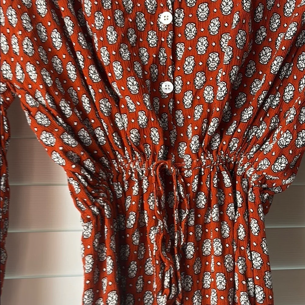 Christy Dawn Rust Floral Midi Dress – Deadstock Fabric, Size Small - Picture 3 of 5